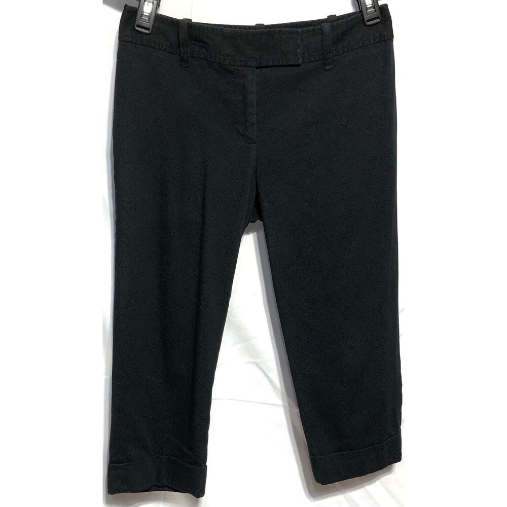 Ann Taylor Loft Cropped Pants 8P Blk Julie Pockets 30”W Straight leg Textured